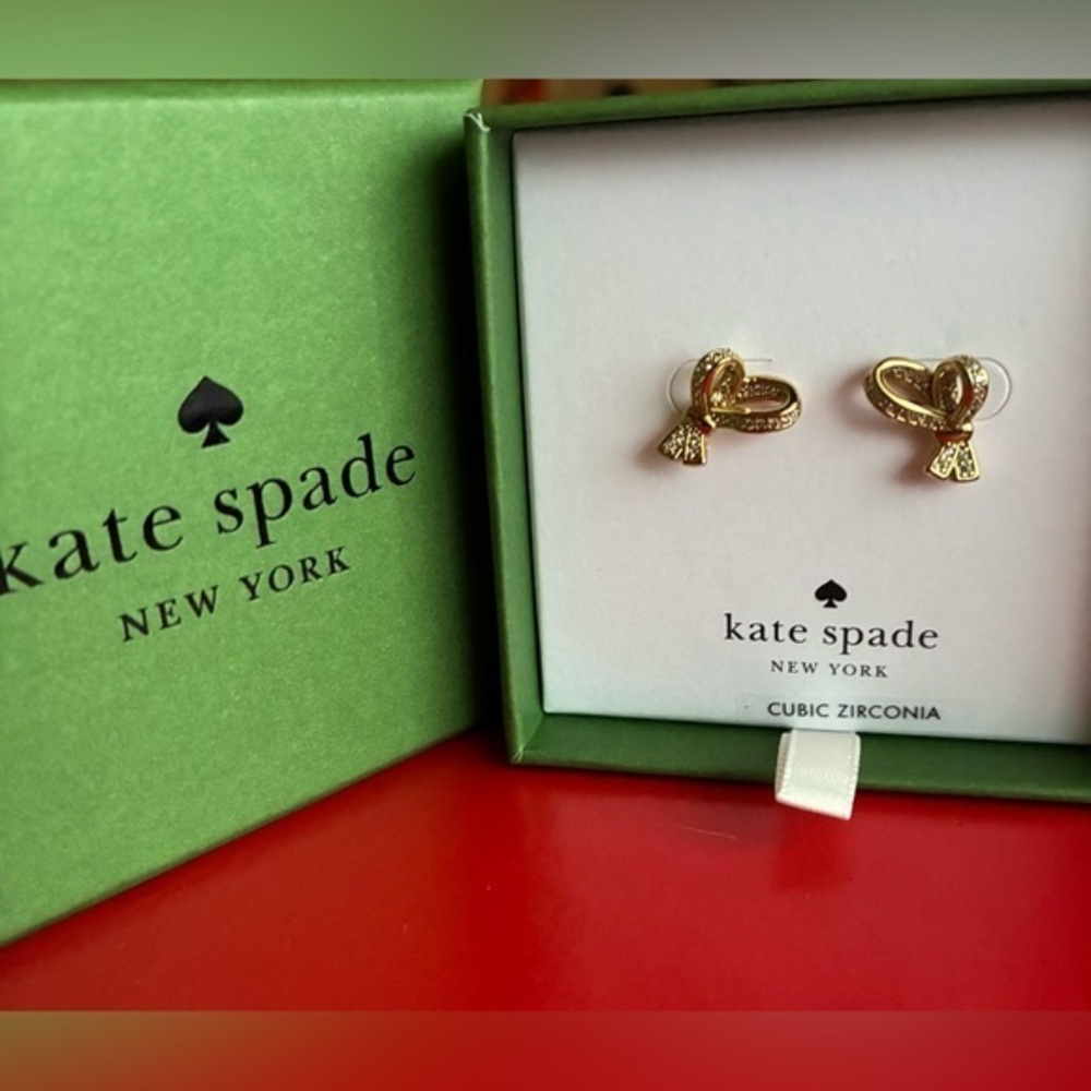 Kate Spade Gold Heart Bow Earrings